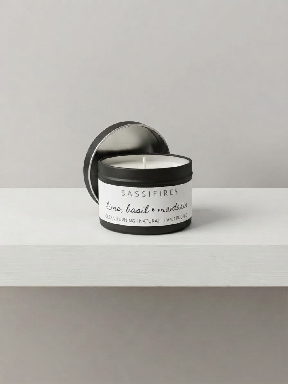 NWT Hand Poured Lime, Basil, & Mandarin Orange 4 oz Natural Tin Candle
